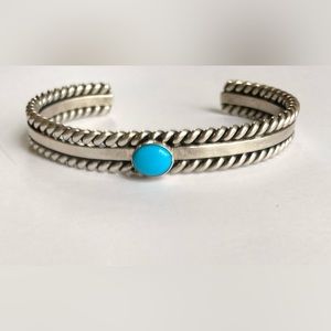 Turquoise stone 925 sterling silver cuff bracelet